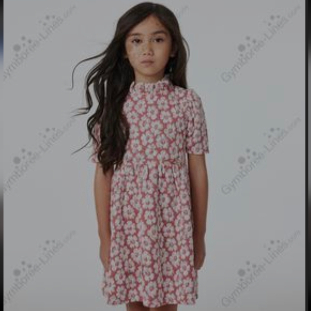 Floral Pink and White Jacquard Dress